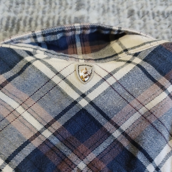 Kuhl Womens Tess Flannel Long Sleeve Shirt Snap Button Sz L Corduroy Cuffs Gorpc - Picture 11 of 13